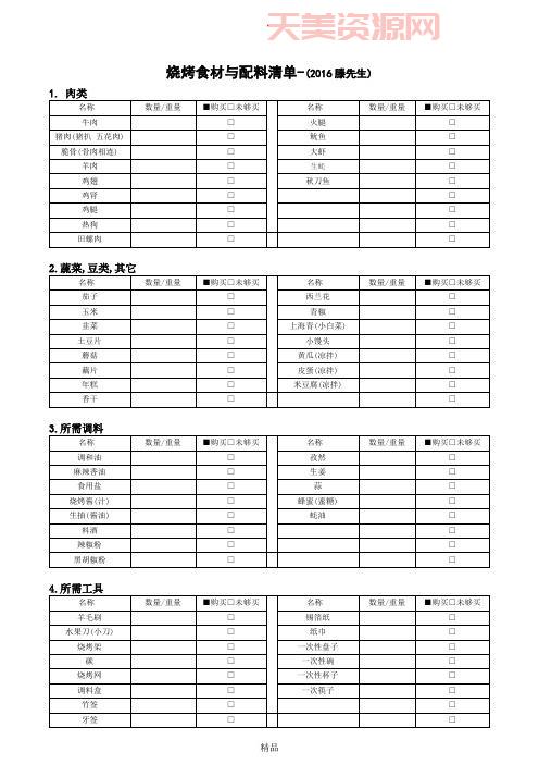 烧烤材料清单都包括啥？提前准备好这些就够了！