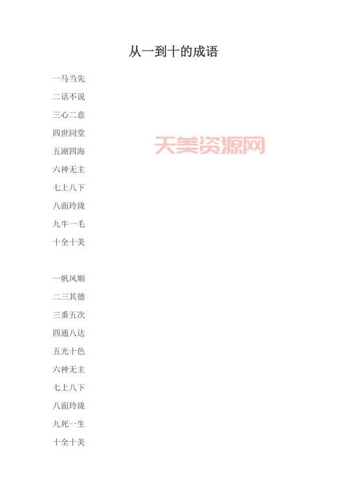 1一10数字成语大全，小学生必备成语知识！