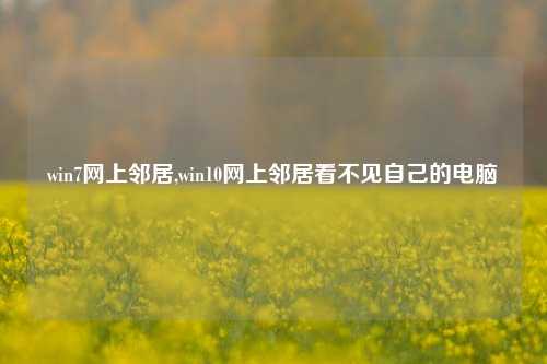 win7网上邻居,win10网上邻居看不见自己的电脑