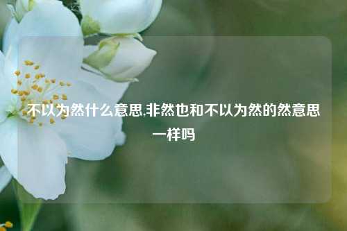 不以为然什么意思,非然也和不以为然的然意思一样吗