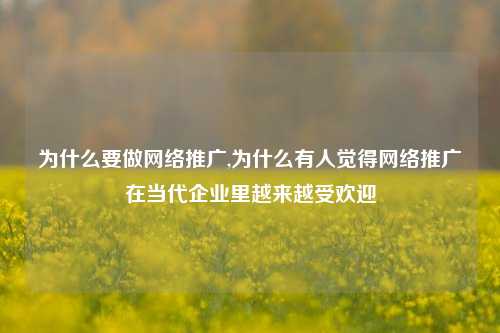 为什么要做网络推广,为什么有人觉得网络推广在当代企业里越来越受欢迎