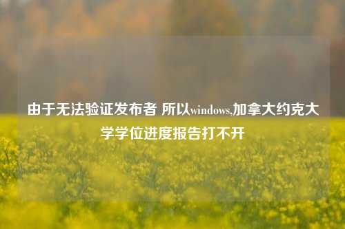 由于无法验证发布者 所以windows,加拿大约克大学学位进度报告打不开