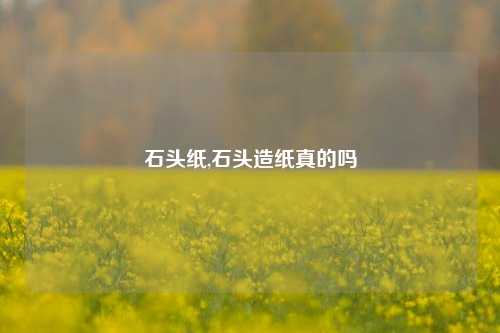 石头纸,石头造纸真的吗