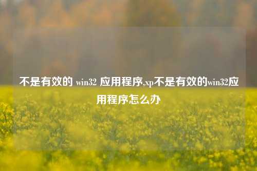 不是有效的 win32 应用程序,xp不是有效的win32应用程序怎么办
