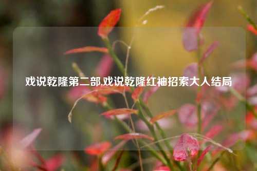戏说乾隆第二部,戏说乾隆红袖招索大人结局
