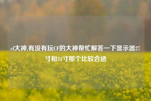 cf大神,有没有玩CF的大神帮忙解答一下显示器27寸和24寸那个比较合适