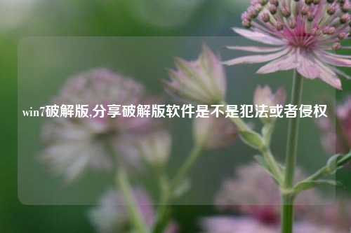 win7破解版,分享破解版软件是不是犯法或者侵权