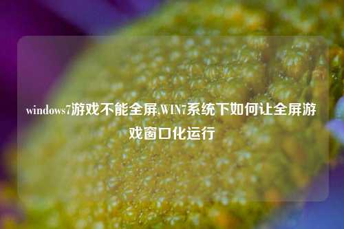 windows7游戏不能全屏,WIN7系统下如何让全屏游戏窗口化运行