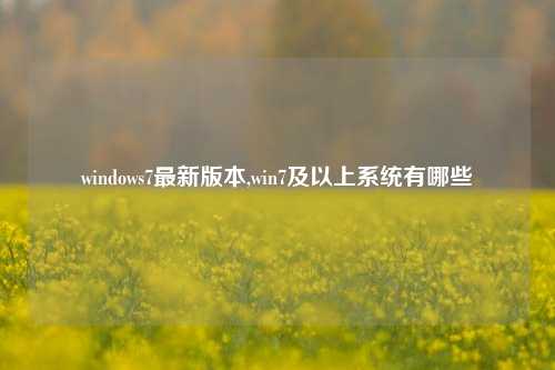 windows7最新版本,win7及以上系统有哪些