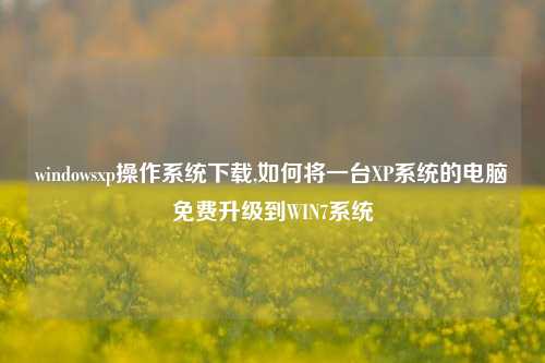 windowsxp操作系统下载,如何将一台XP系统的电脑免费升级到WIN7系统