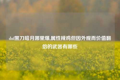 dnf黑刀暗月哪里爆,属性辣鸡但因外观而价值翻倍的武器有哪些