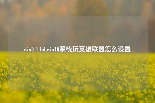 win8 1 lol,win10系统玩英雄联盟怎么设置