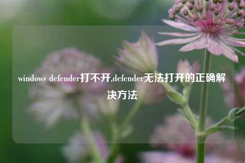 windows defender打不开,defender无法打开的正确解决方法