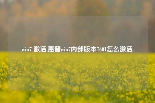win7 激活,惠普win7内部版本7601怎么激活