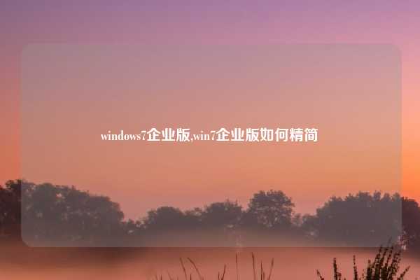 windows7企业版,win7企业版如何精简