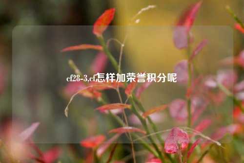 cf28-3,cf怎样加荣誉积分呢