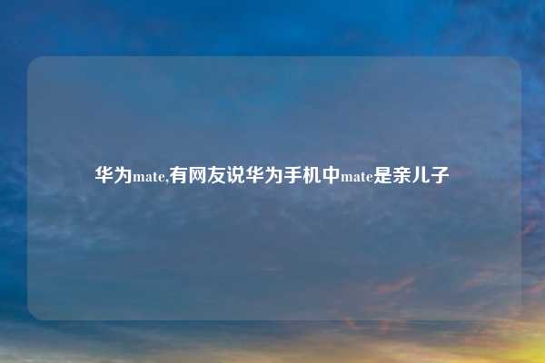 华为mate,有网友说华为手机中mate是亲儿子