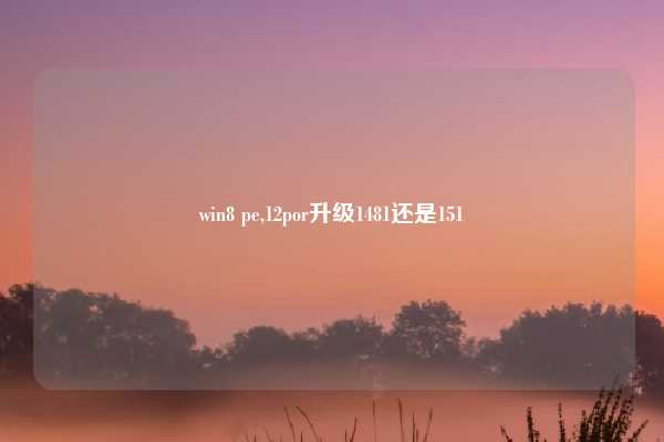 win8 pe,12por升级1481还是151