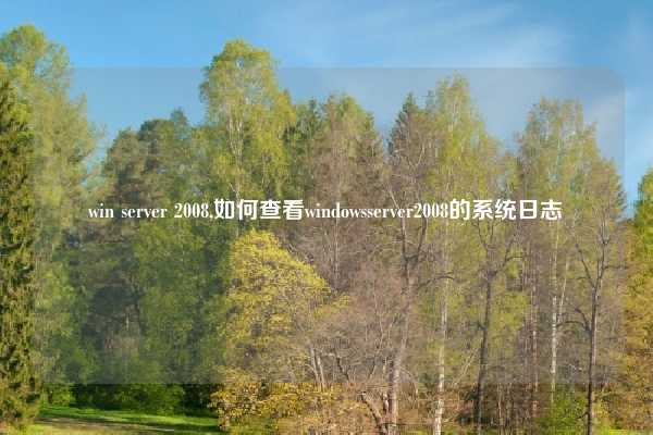 win server 2008,如何查看windowsserver2008的系统日志