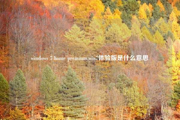 windows 7 home premium,win7体验版是什么意思