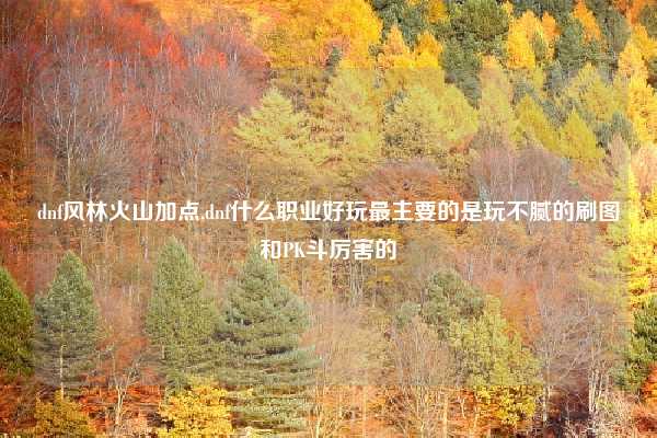 dnf风林火山加点,dnf什么职业好玩最主要的是玩不腻的刷图和PK斗厉害的