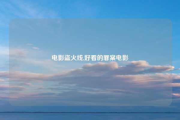 电影盗火线,好看的罪案电影
