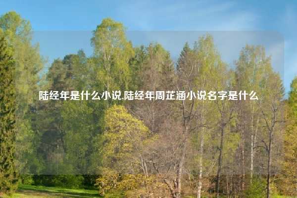 陆经年是什么小说,陆经年周芷涵小说名字是什么