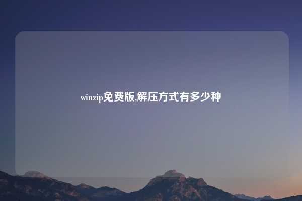 winzip免费版,解压方式有多少种