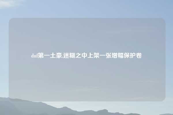 dnf第一土豪,迷糊之中上架一张增幅保护卷