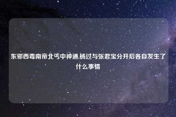 东邪西毒南帝北丐中神通,杨过与张君宝分开后各自发生了什么事情