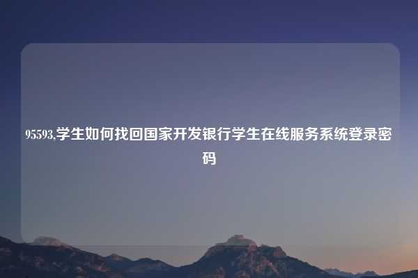 95593,学生如何找回国家开发银行学生在线服务系统登录密码