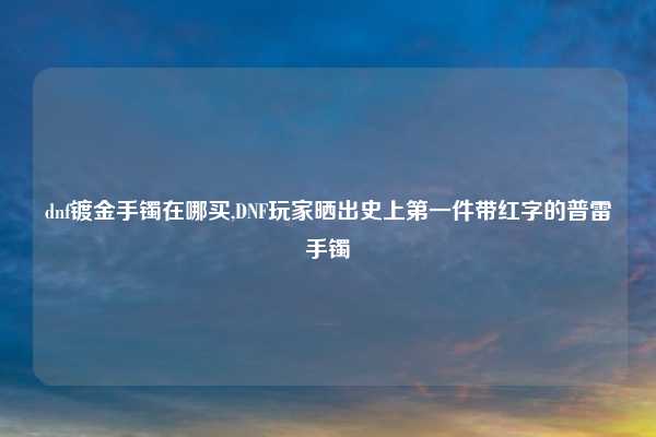 dnf镀金手镯在哪买,DNF玩家晒出史上第一件带红字的普雷手镯