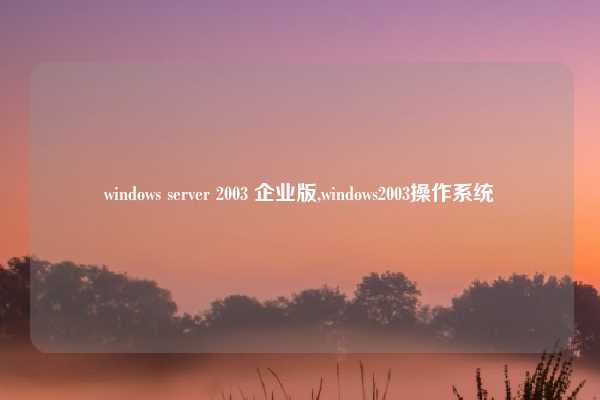 windows server 2003 企业版,windows2003操作系统