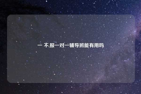 一 不,报一对一辅导班能有用吗