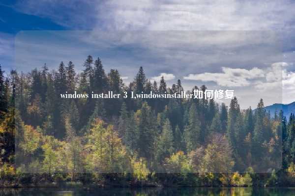 windows installer 3 1,windowsinstaller如何修复