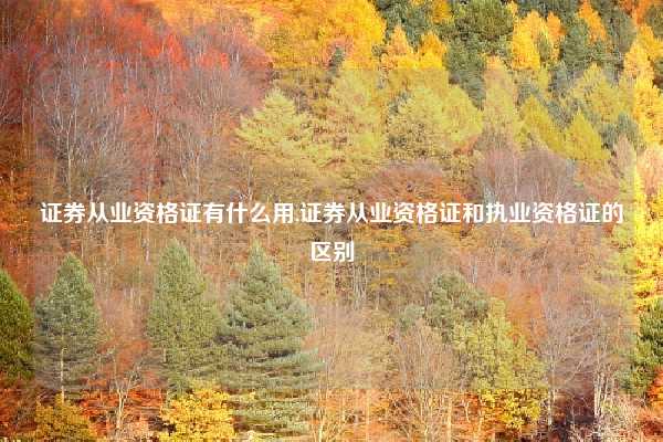 证券从业资格证有什么用,证券从业资格证和执业资格证的区别