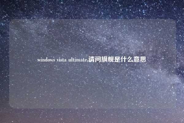 windows vista ultimate,请问旗舰是什么意思