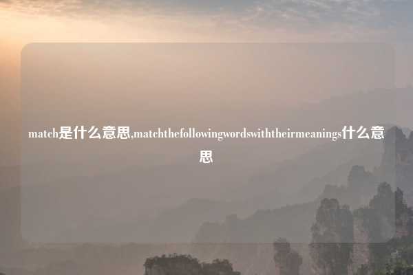 match是什么意思,matchthefollowingwordswiththeirmeanings什么意思