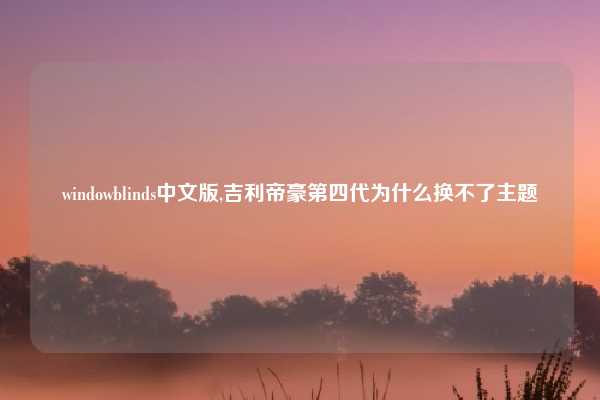 windowblinds中文版,吉利帝豪第四代为什么换不了主题