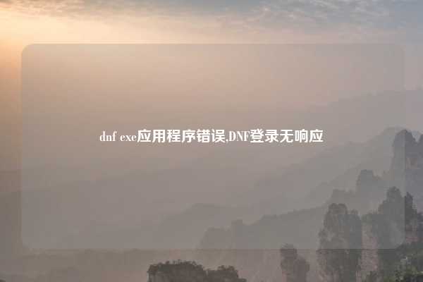 dnf exe应用程序错误,DNF登录无响应
