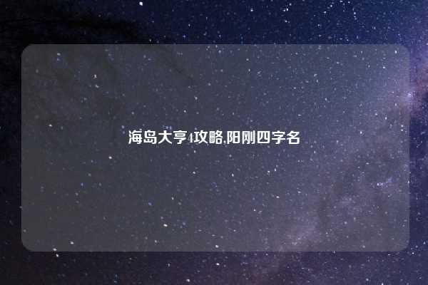 海岛大亨4攻略,阳刚四字名