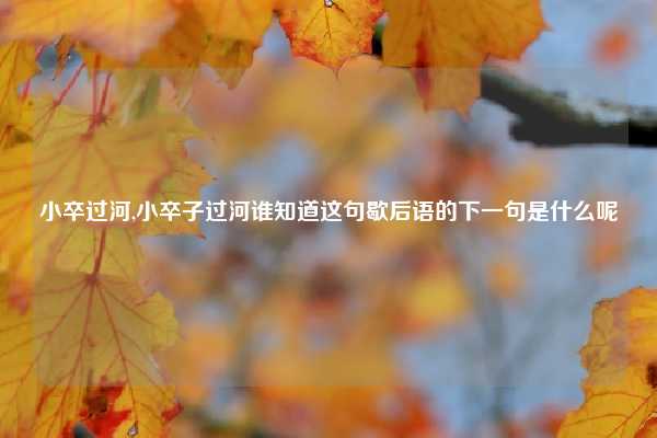 小卒过河,小卒子过河谁知道这句歇后语的下一句是什么呢