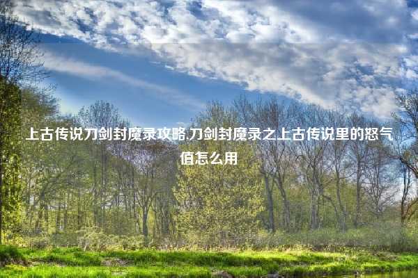 上古传说刀剑封魔录攻略,刀剑封魔录之上古传说里的怒气值怎么用