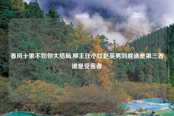 春风十里不如你大结局,柳主任小红赵英男到底谁是第三者谁是受害者