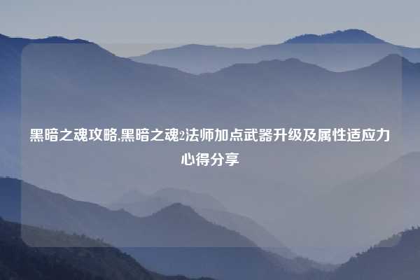 黑暗之魂攻略,黑暗之魂2法师加点武器升级及属性适应力心得分享