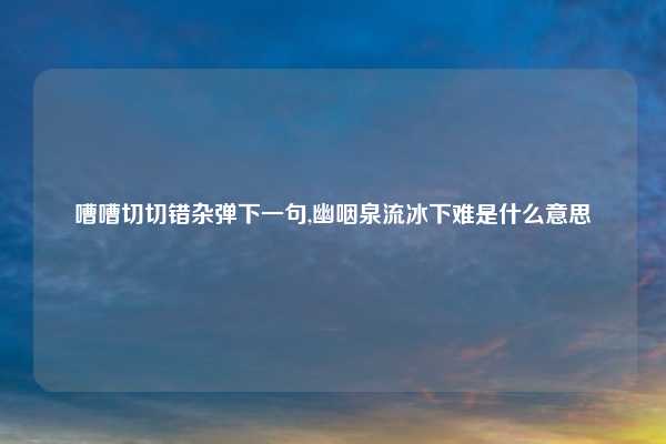 嘈嘈切切错杂弹下一句,幽咽泉流冰下难是什么意思