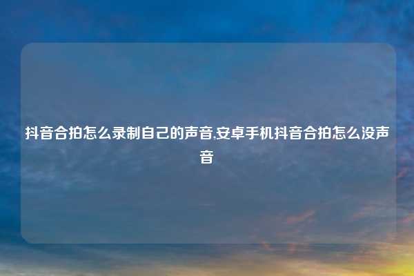 抖音合拍怎么录制自己的声音,安卓手机抖音合拍怎么没声音