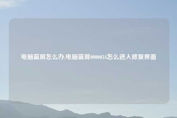 电脑蓝屏怎么办,电脑蓝屏0000034怎么进入修复界面