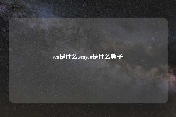 sea是什么,seayeo是什么牌子