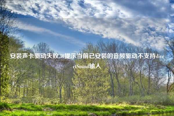 安装声卡驱动失败,30提示当前已安装的音频驱动不支持directSound输入